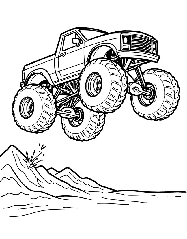 Monster truck stunt coloring page 2